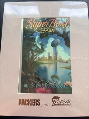 1997 Super Bowl XXXI Packers Patriots Robert Giusti Front Row Art COA Sealed